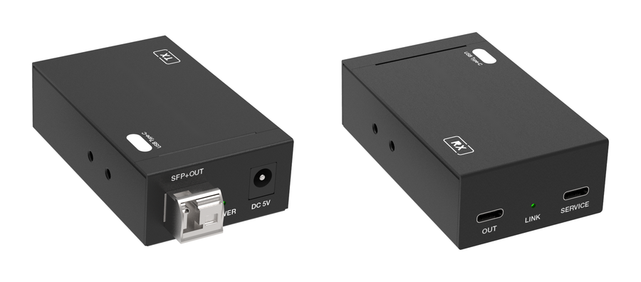 Native USB-C DisplayPort Alt Mode 4K60 Extender over Fiber — 10G SFP+, up to 10km – KanexPro EXT-USBC4KFIB-10KM