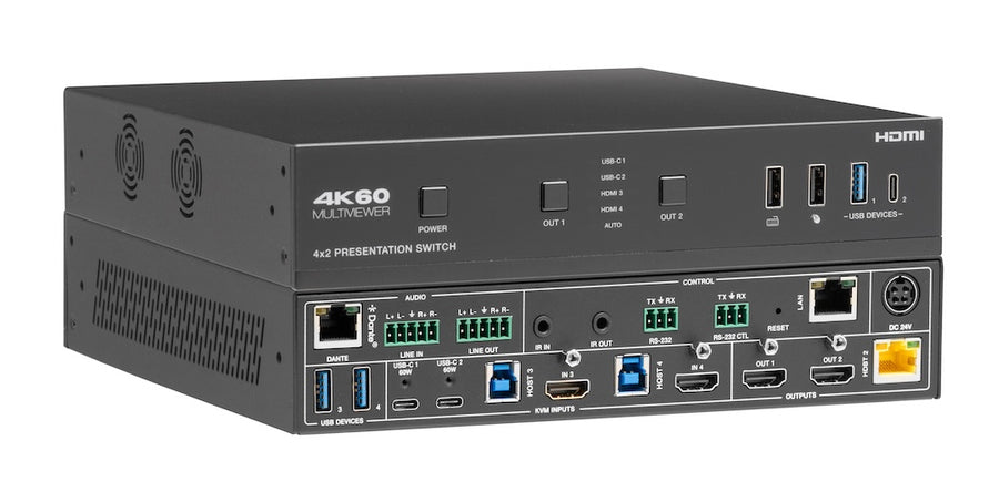4×2 HDMI/USB-C 4K60 Seamless Presentation Switch with HDBaseT 3.0 70m Out – KanexPro SW-4X2PS-70M
